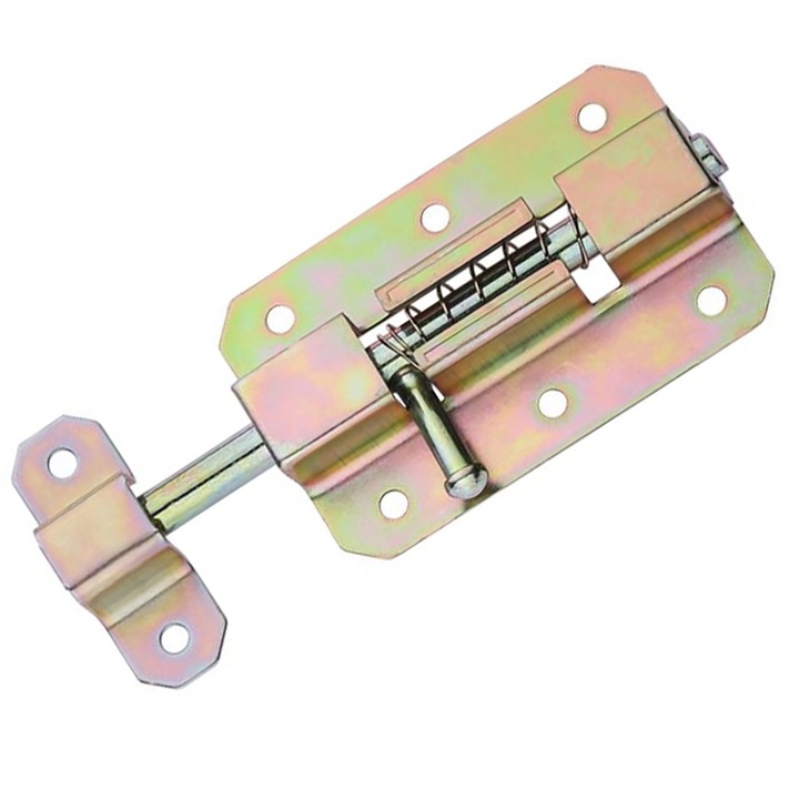 Zavor aplicat AndrexNET ZV01, cu tija cilindrica si mecanism blocare, zincat, 70x30 mm, auriu