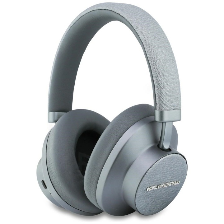 Karl Lagerfeld - Безжични слушалки Saffiano Elongated (KLBHP73PSACKMG) - Слушалки Over-Ear, ANC, Bl