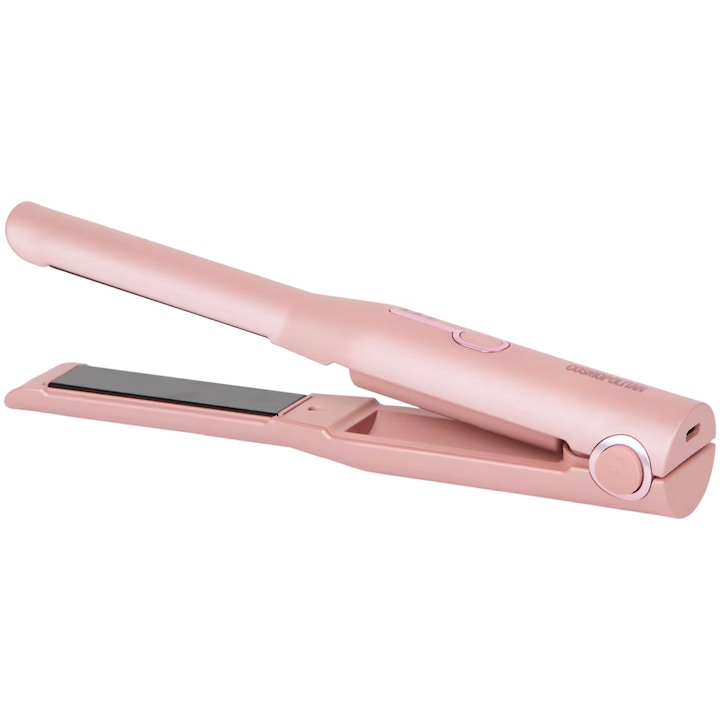Безжидна мини преса за коса Cosmopolitan, 15W, керамична, 3 степени на температура 160-180-200°C, автономност 20 минути, презареждаема, компактна, за пътуване