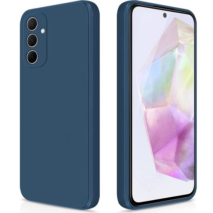 Husa pentru Samsung Galaxy A55 OEMG® Silicon case, protectie militara, interior din microfibra-albastru inchis