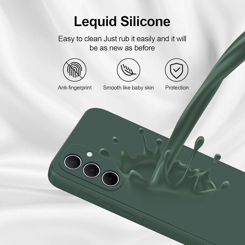 Husa pentru Samsung Galaxy A55 OEMG® Silicon case, protectie militara, interior din microfibra-Verde Inchis