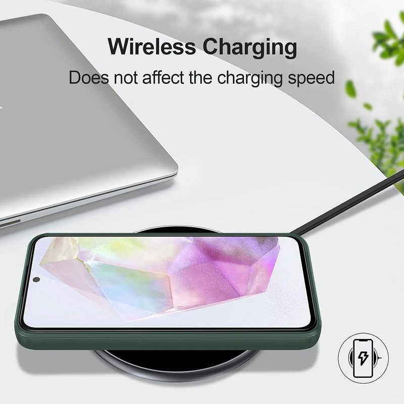 Husa pentru Samsung Galaxy A55 OEMG® Silicon case, protectie militara, interior din microfibra-Verde Inchis