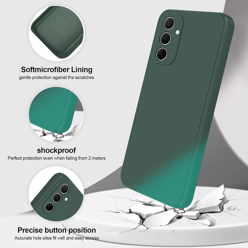 Husa pentru Samsung Galaxy A55 OEMG® Silicon case, protectie militara, interior din microfibra-Verde Inchis