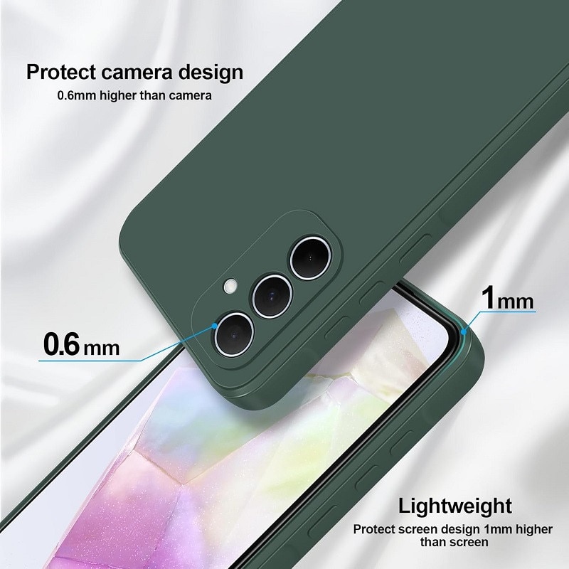 Husa pentru Samsung Galaxy A55 OEMG® Silicon case, protectie militara, interior din microfibra-Verde Inchis