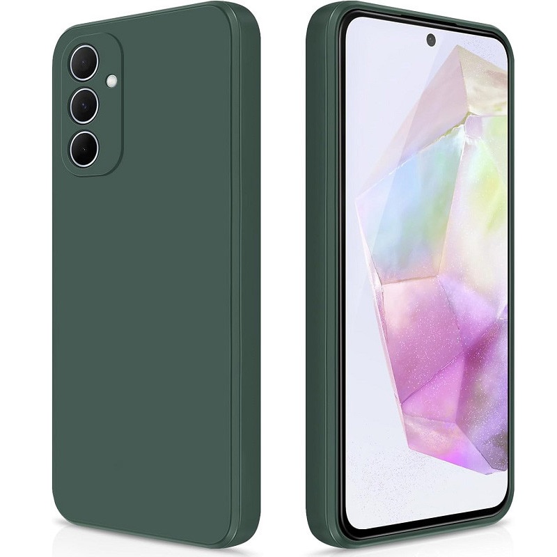 Husa pentru Samsung Galaxy A55 OEMG® Silicon case, protectie militara, interior din microfibra-Verde Inchis