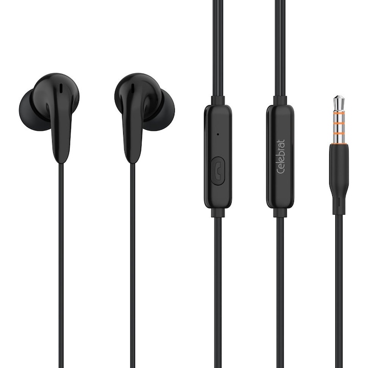 Casti cu fir Celebrat G26, microfon, negru, 1.2m, 3.5mm