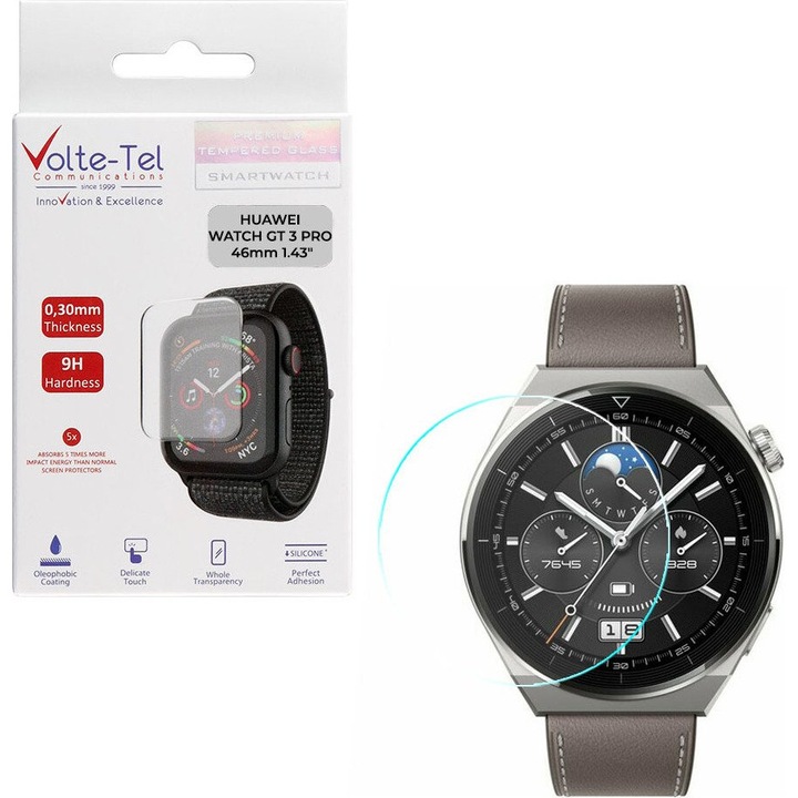 Folie sticla Volte-Tel Huawei Watch GT 3 Pro 46mm 0.30mm 2.5D transparenta