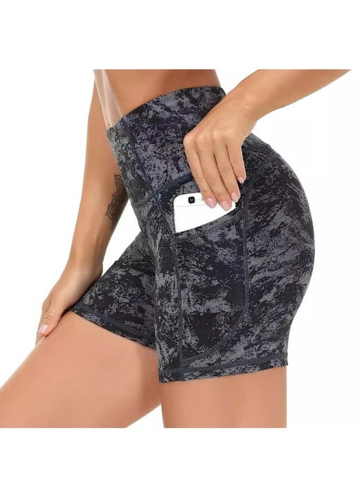 Pantaloni scurti de compresie, gri, pentru yoga si fitness