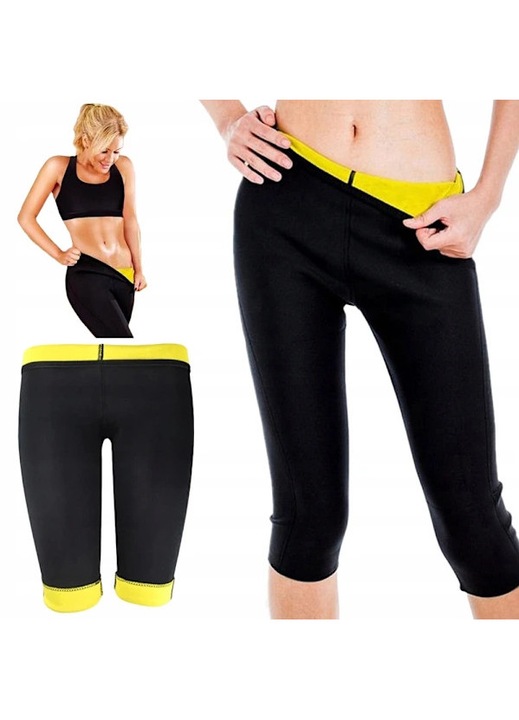 Pantaloni scurti de antrenament din neopren, negru, material Neotex, pentru transpiratie si slabire