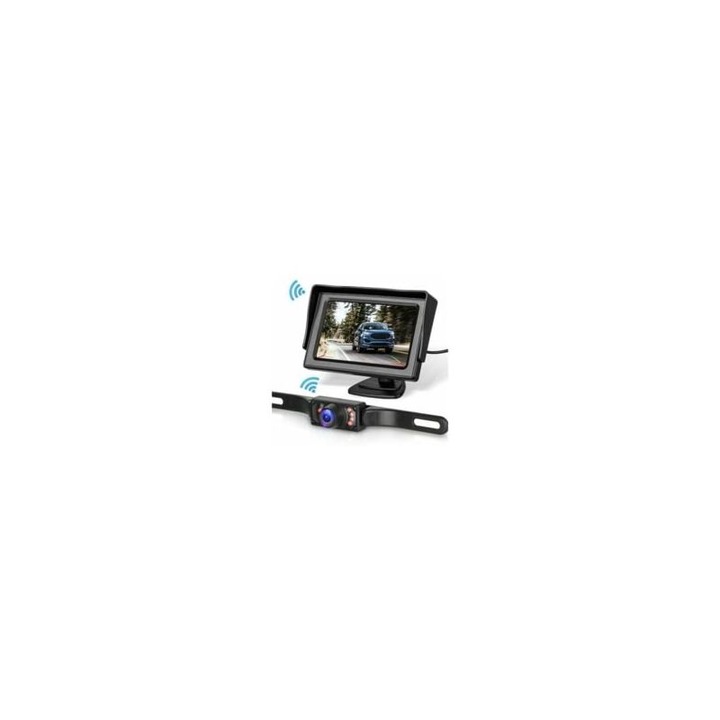 Vezeték nélküli tolatókamera rendszer 4.3 hüvelykes monitorral, HD, 170°-os látószög, IP68 vízálló