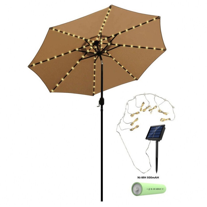 Ghirlanda solara LED 104 lumini, telecomanda, alb, 1.8x3m, rezistenta la apa IP67