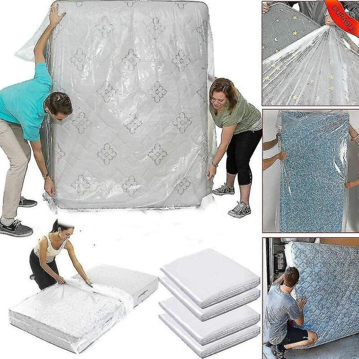 Protectie saltea impermeabila 150x240x35cm set cu husa depozitare plastic