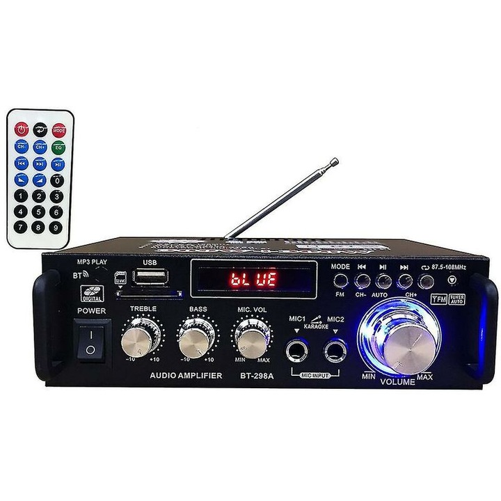 Bluetooth audio erősítő 600W, fekete, 18x15.5x5cm