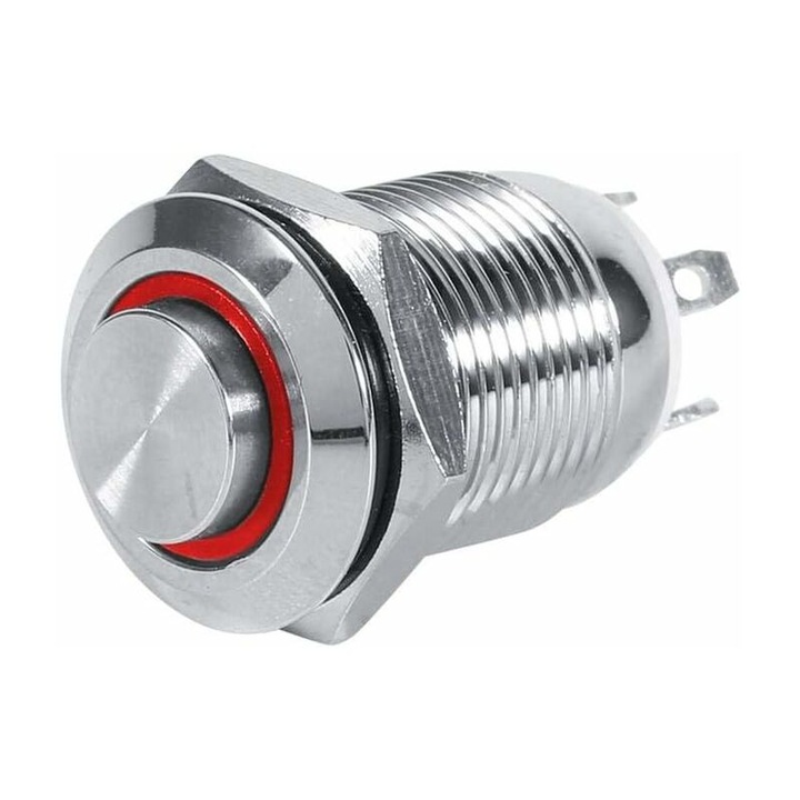 Kerek fém LED gomb 12mm, víz- és porálló, többszínű, 0.7x2.2cm