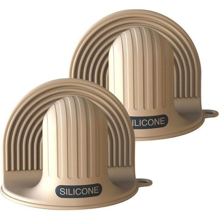 Manusi de cuptor din silicon mini, protectie pentru degete, rezistente la caldura, impermeabile si antiderapante, texturate pentru prindere, bej, 1 pereche