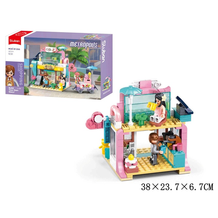 Set constructie Sluban Metropolis, cafenea urbana, 241 piese, multicolor, 38x23.7x6.7cm