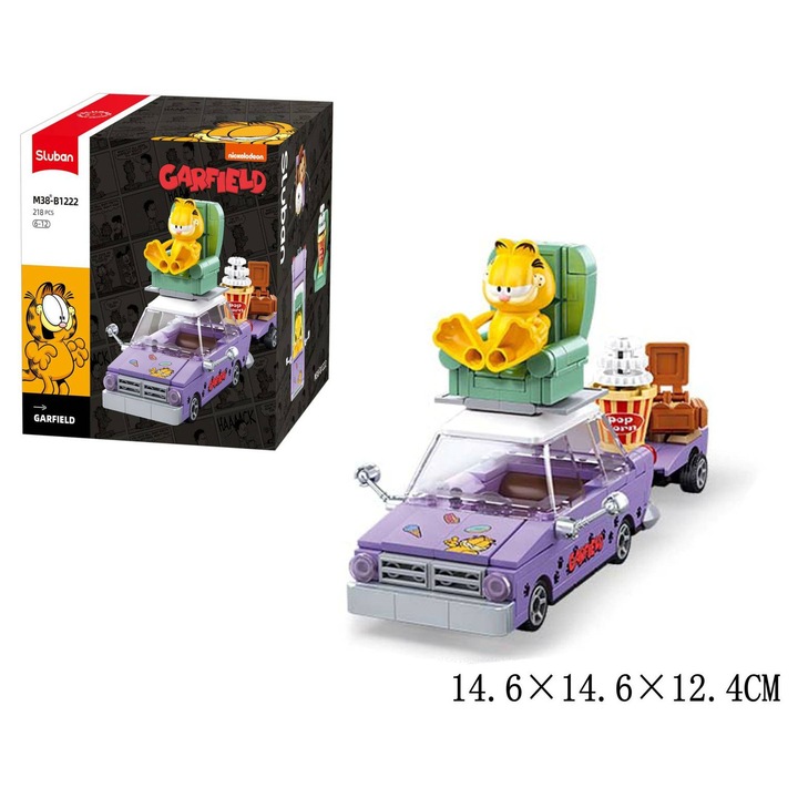 Set constructie Sluban Garfield masina, 218 piese, multicolor, 14.6x14.6x12.4cm