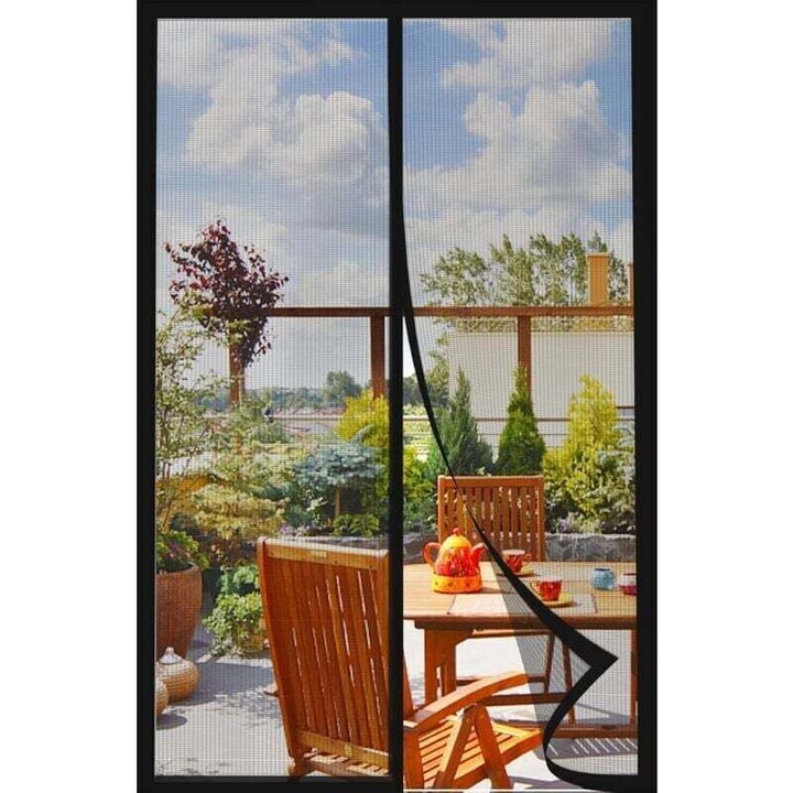 Plasa anti-insecte pentru usa / plasa tantari 80×210 cm, cu inchidere magnetica, din poliester rezistent la rupere, negru, 1 buc