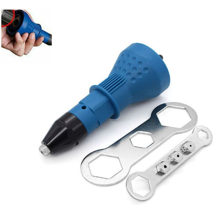 Set adaptor nituitor pentru bormasina, 4 dimensiuni duze, albastru, 160mm