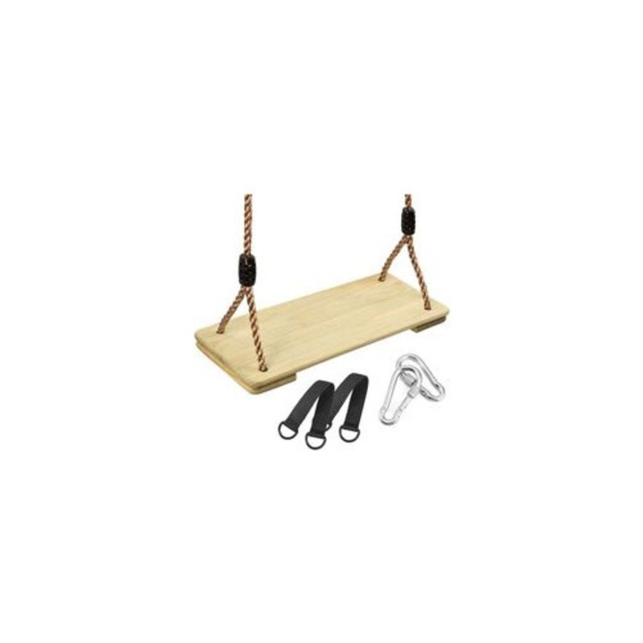 Leagan din lemn, scaun 43.5x17.5x2.7cm, franghie reglabila, natural