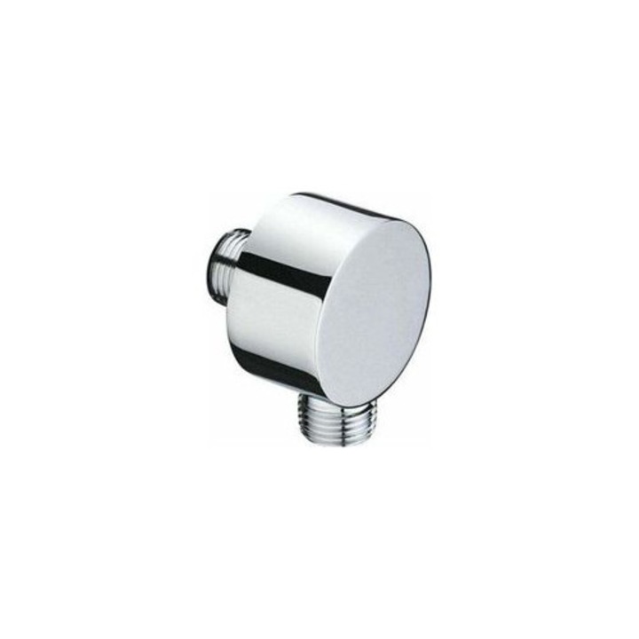 Fali zuhanycsatlakozó, könyök, sárgaréz, krómozott, 1/2"