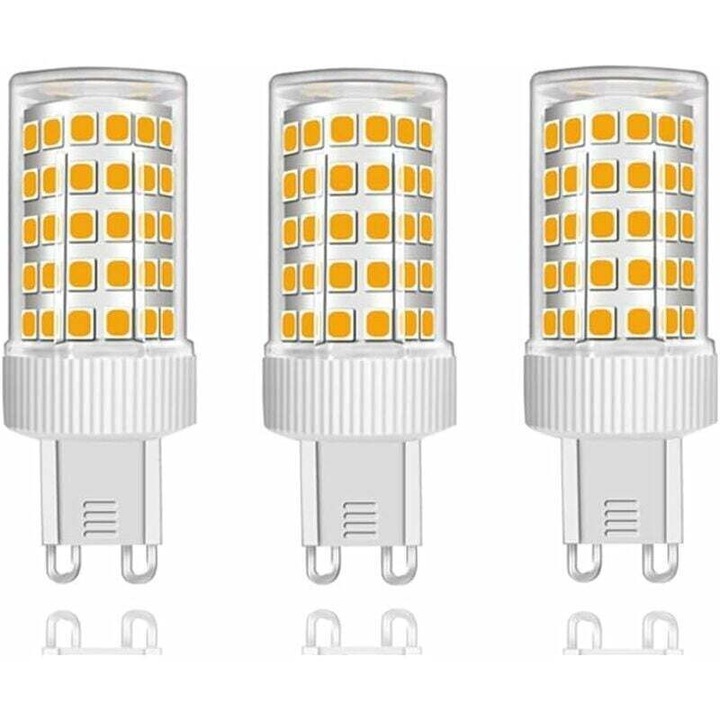 3 db G9 LED izzó készlet, 10W, 150W-nak megfelelő, meleg fehér, 360°