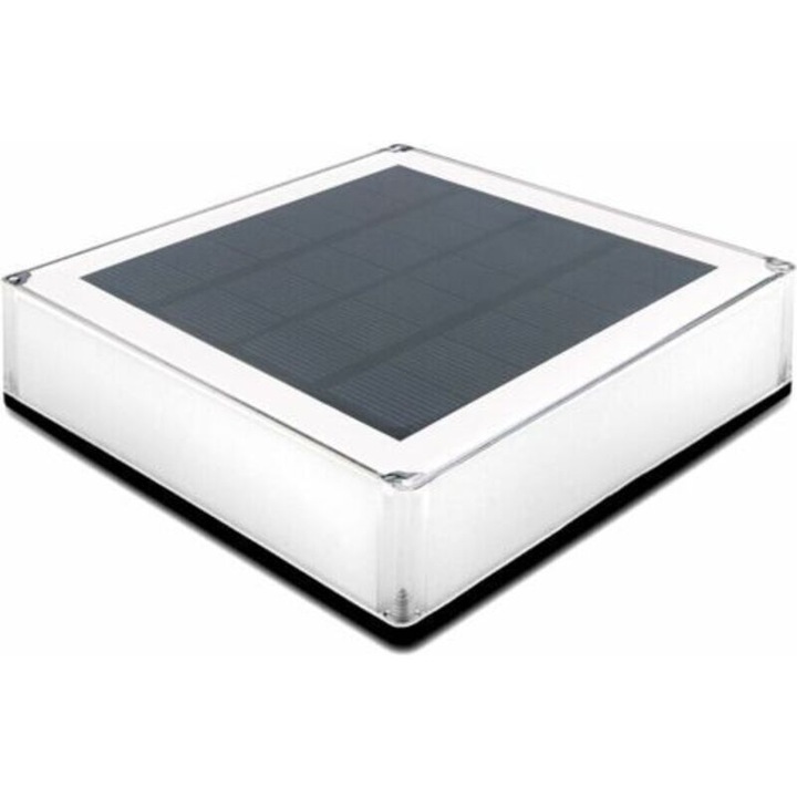 Lampa solara pentru stalpi 12x12cm, rezistenta la apa, alb reglabil, 13x13x4cm