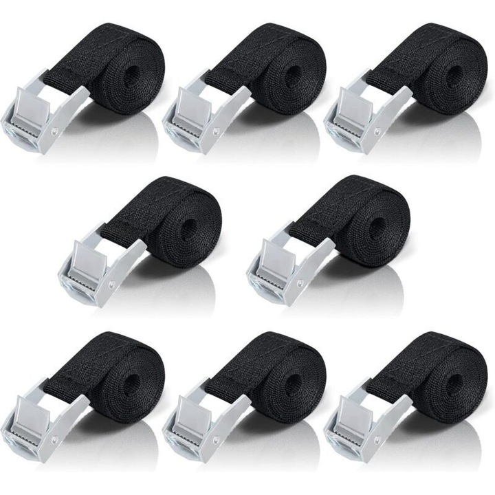 Set 8 chingi fixare, 20mmx100cm, poliester, clips zinc, capacitate 200kg