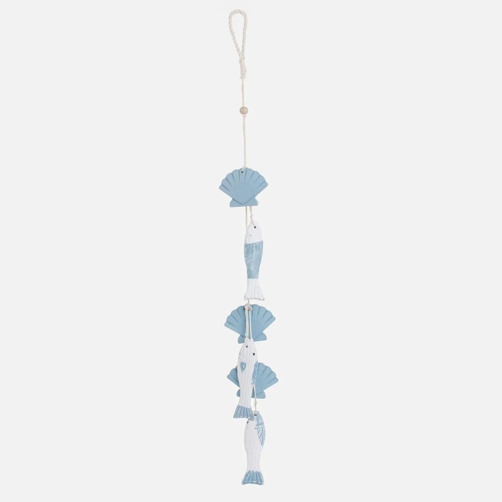 Decoratiune de Vara cu Pestisori din Lemn & Scoici 70cm