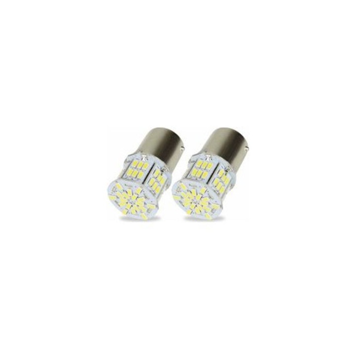 2 db LED Izzó Készlet 1156 BA15S P21W 54 SMD 6500K Fehér 12V