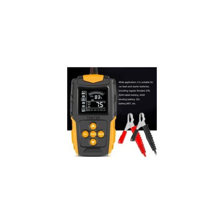 Tester baterie auto digital 12V/24V LCD, protectie supratensiune, masurare SOC SOH