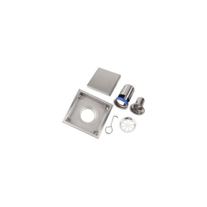 Sifon pardoseala inox 304, patrat, 11x11cm, finisaj crom