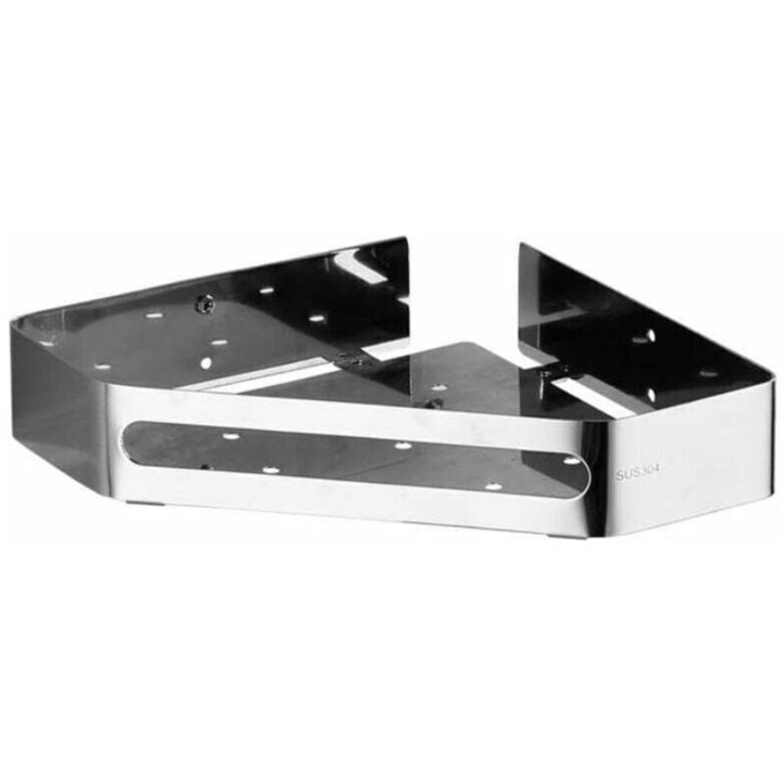 Set 2 rafturi colt baie, otel inoxidabil, negru, 30.5x22.5x4.5cm