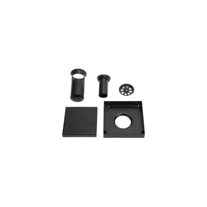 Sifon pardoseala, inox 304, negru, 10x10x10.5cm, set