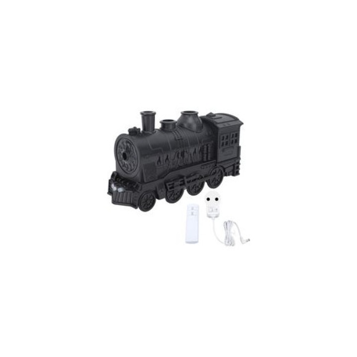 Umidificator aromaterapie 300ml, design tren, negru, 24x8x14cm, telecomanda