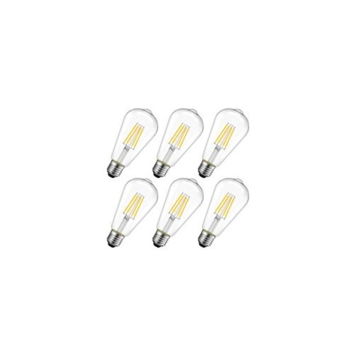 6 db retro LED filament izzó készlet ST64 E27 4W meleg fehér 2700K 470lm