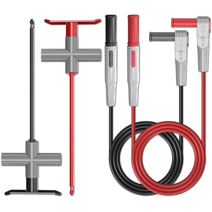 Set cabluri test multimetru 4mm banana, 3ft, cu sonde perforatoare, cupru