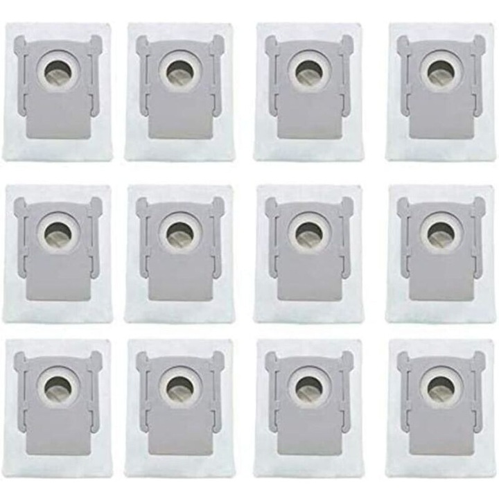 12 db porzsák szett robotporszívóhoz, kompatibilis iRobot Roomba i7+ S9+, 14x14.5cm, fehér