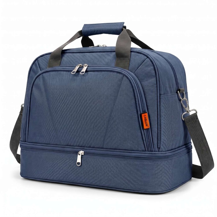 Geanta de voiaj extensibila, Compatibila Ryanair 40x25x20cm si Wizz air 40x30x20cm, Bagaj de mana pentru calatorie avion, Atasabila la valiza, Impermeabila, Capacitate 24 L, Albastru indigo, CASLON ®