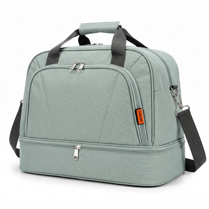 Geanta de voiaj extensibila, Compatibila Ryanair 40x25x20cm si Wizz air 40x30x20cm, Bagaj de mana pentru calatorie avion, Atasabila la valiza, Impermeabila, Capacitate 24 L, Verde aquamarin, CASLON ®