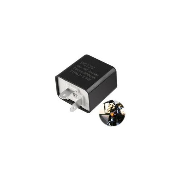 Releu semnalizare LED 12V, reglabil, negru, rezistent la foc