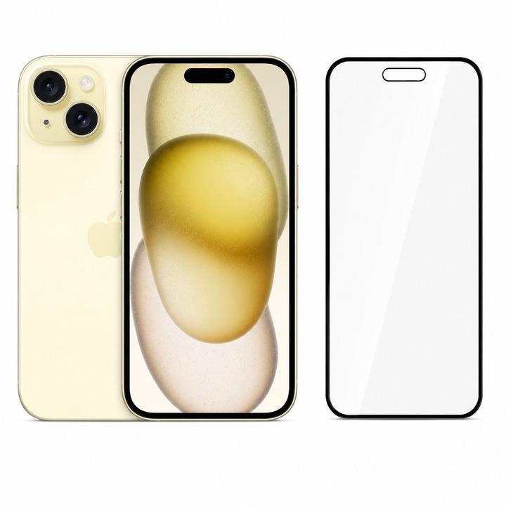 Folie sticla securizata compatibila cu iPhone 15 PLUS, TRANSPARENTA, Full Glue