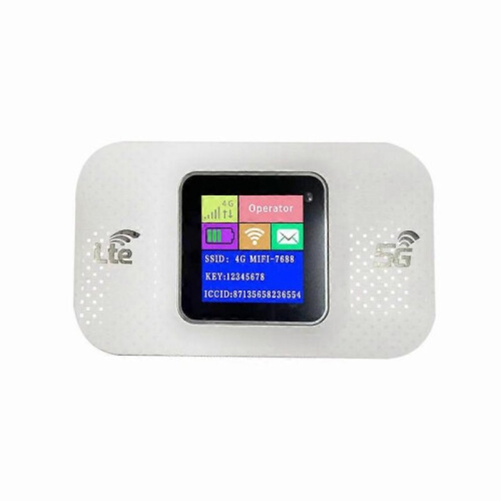 Mobil vezeték nélküli router kártyahellyel és színes LCD kijelzővel, univerzális, fekete