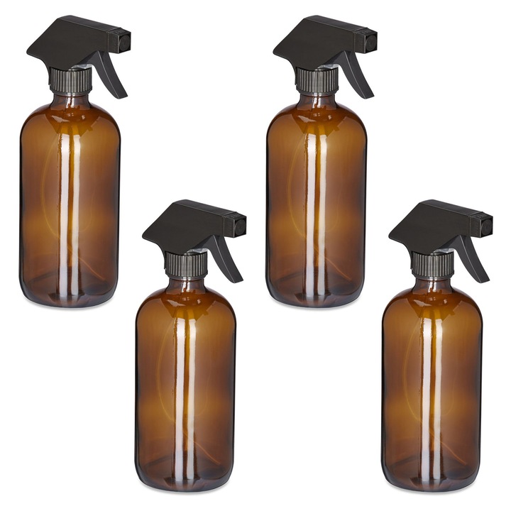 Set 4 sticle pulverizator sticla maro 500ml ajustabil