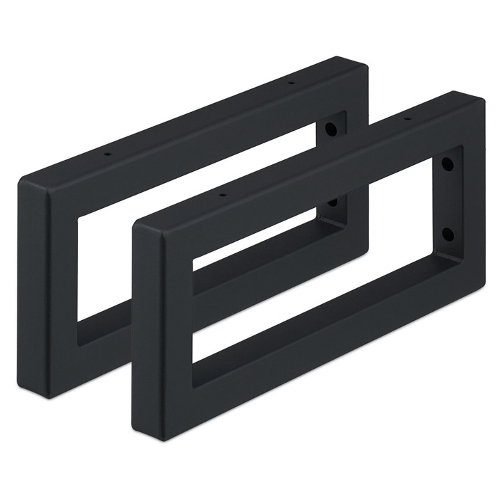 Set 2 Suporturi Raft Relaxdays, negru, pentru chiuveta si raft, dimensiuni standard