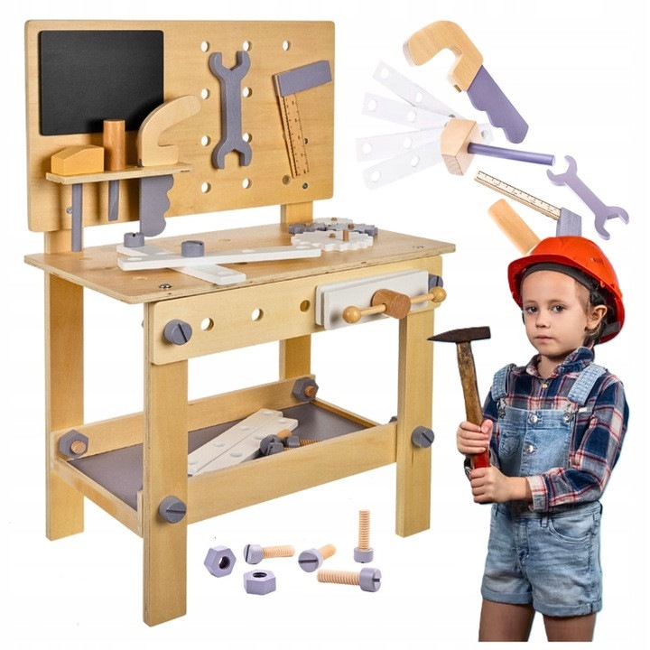 Atelier lemn copii set unelte accesorii multicolor 2+ ani