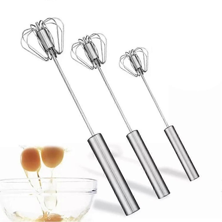Tel pentru oua manual, inox, multifunctional, argintiu, mare