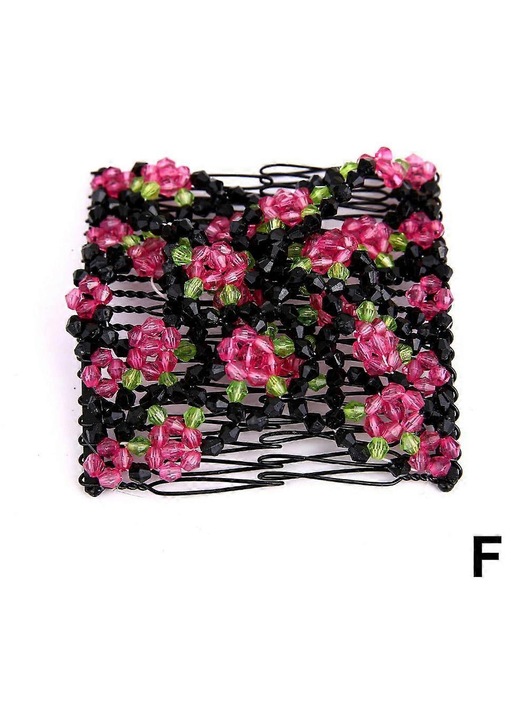 Accesoriu par pieptene cu margele, multicolor, 9x8cm