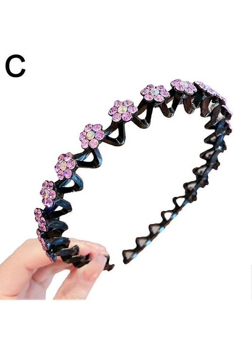 Bentita par cu clips, model floare, mov, 13.5cm