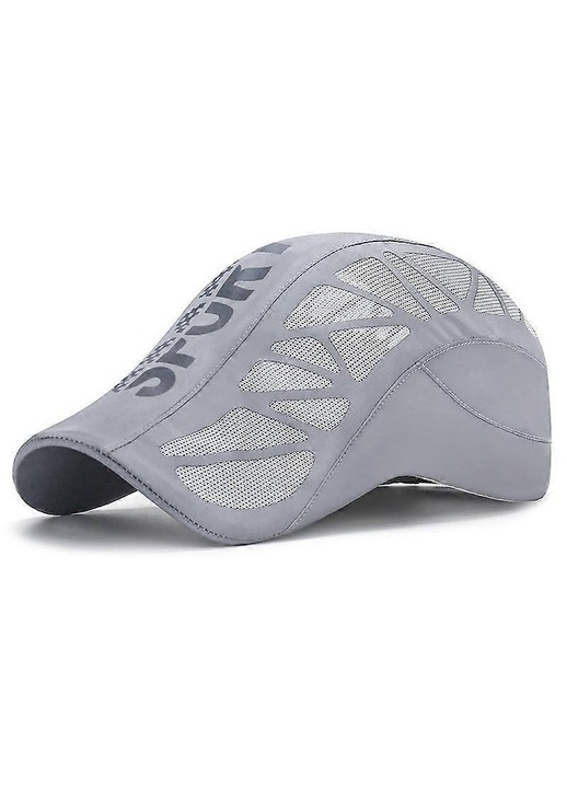 Sportos poliészter sapka, légáteresztő, izzadságelvezető hálóval, állítható és összecsukható, UV-védelemmel, SPORT felirattal, Letter Forward, Szürke, 56-58 cm